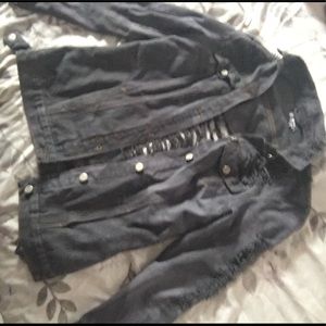 Grey wash ripped jean jacket